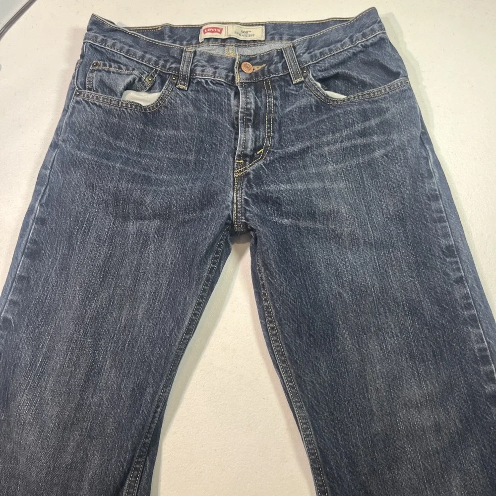 Levis Men's 505 Regular Fit Jeans Medium Dark Wash 30x30 EUC‎